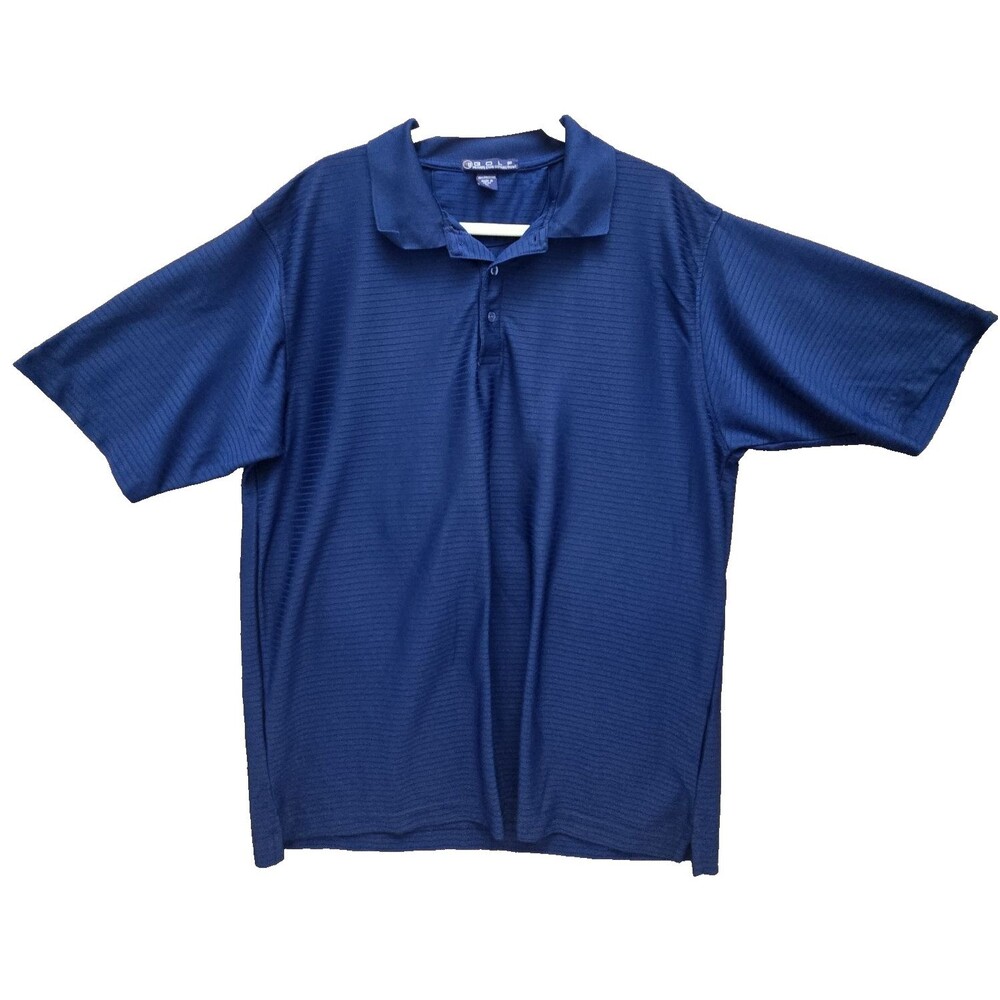 MG Golf Private Club Collection Polo Shirt Mens XL Navy Blue Stripe Short Sleeve